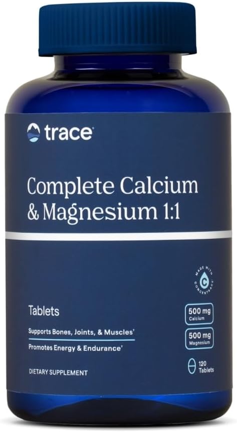 Trace Minerals Complete Calcium & Magnesium 1:1 - Dietary Supplement for Bone Health & Energy Support - Mineral Supplement to Aid Immune Health - Formula with Sea Minerals - 120 Tablets (30 Servings)
