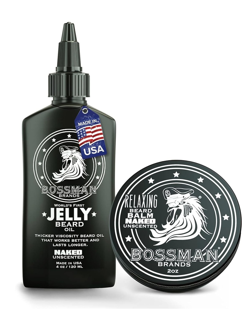 Bossman Beard πετρέλαιο Jelly και Relaxing Beard Balm Combo-Γυμνό άρωμα