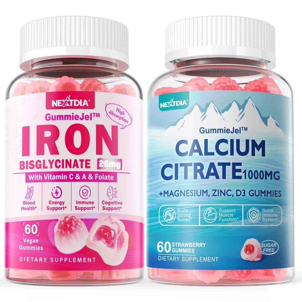 Κιτρικό ασβέστιο 1000mg γεμάτο Gummies + Διγλυκινικός σίδηρος 26mg