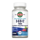 KAL Vitamin B-6, B-12 & Folic Acid Supplement, Heart Health, Energy & Red Blood Cell Support*, with Vitamin B12 Methylcobalamin & Folate, Natural Berry Flavor, 60 Servings, 60 ActivMelt Micro Tablets