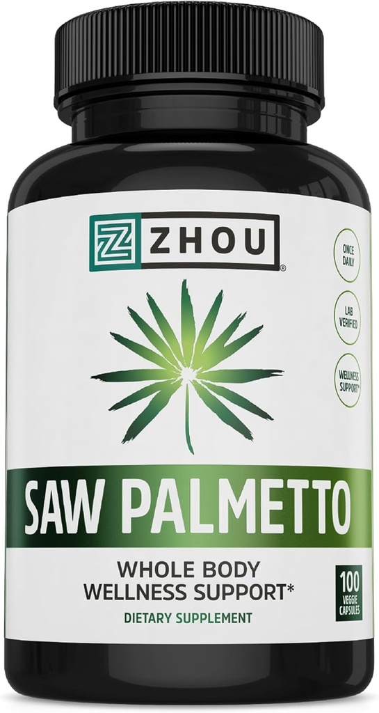 Zhou Saw Palmetto συμπλήρωμα για άνδρες - Premium Complex, Advanced Formula, Extra Strength 450mg Saw Palmetto Berry ανά κάψουλα - 100 κάψουλες χορτοφάγων