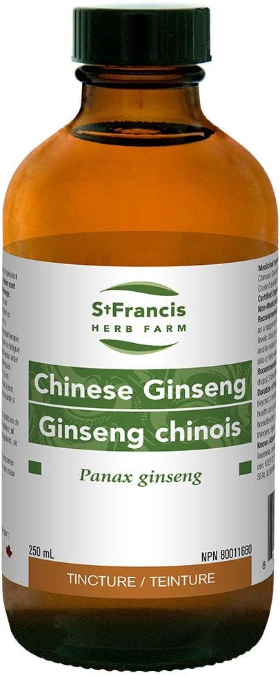 St Francis Herb Farm - Chinese Ginseng (Panax ginseng, ρίζα) Certified Organic Herbal Tincture Extract – παραδοσιακά χρησιμοποιείται στη βοτανική ως υποστηρικτική θεραπεία για την προώθηση της υγείας