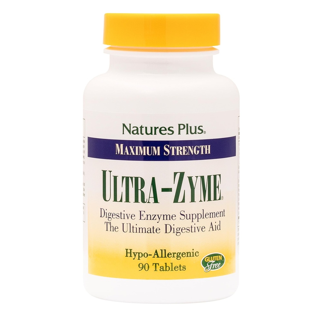 NaturesPlus Ultra- Zyme - 90 δισκία - Ένζυμο συμπλήρωμα για την υποστήριξη της υγιούς πέψης - Χωρίς γλουτένη - 45 σερβιέτες