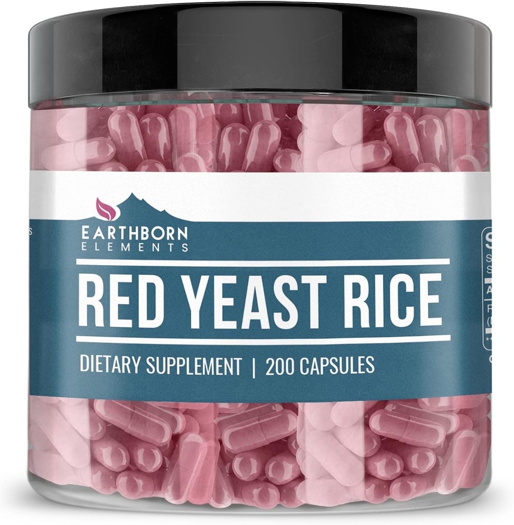 Earthborn Elements Red Yeast Rice 200 Κάψουλες, Καθαρό & Μη αραιωμένο, Χωρίς Πρόσθετα