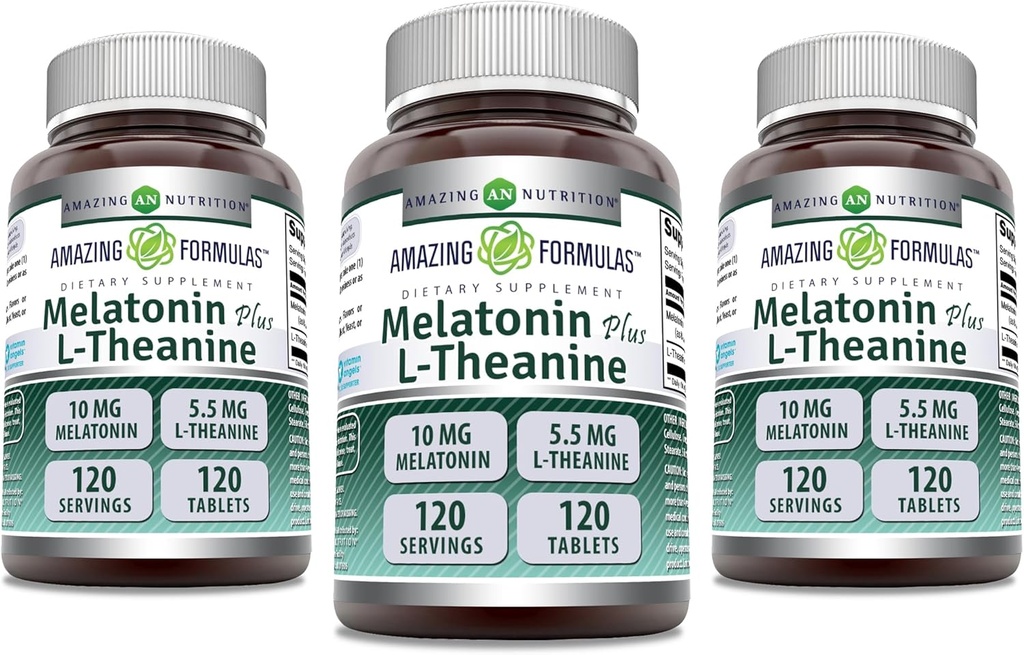 Εκπληκτικές Φόρμουλες Μελατονίνη 10 Mg Plus L-Θεανίνη 5.5 Mg Συμπλήρωμα 