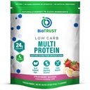 BioTrust Low Carb Protein Powder - Delicious Whey & Casein Blend from Grass-Fed Hormone Free Cows - Non GMO, Gluten Free (Strawberry Banana)
