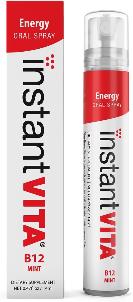 Instantvita Energy Supplement – Βιταμίνη B12 1000 mcg στοματικό σπρέι για ταχύτερη απορρόφηση, 1-Month Supply, Mint Flavor, 0.47 Fl Oz