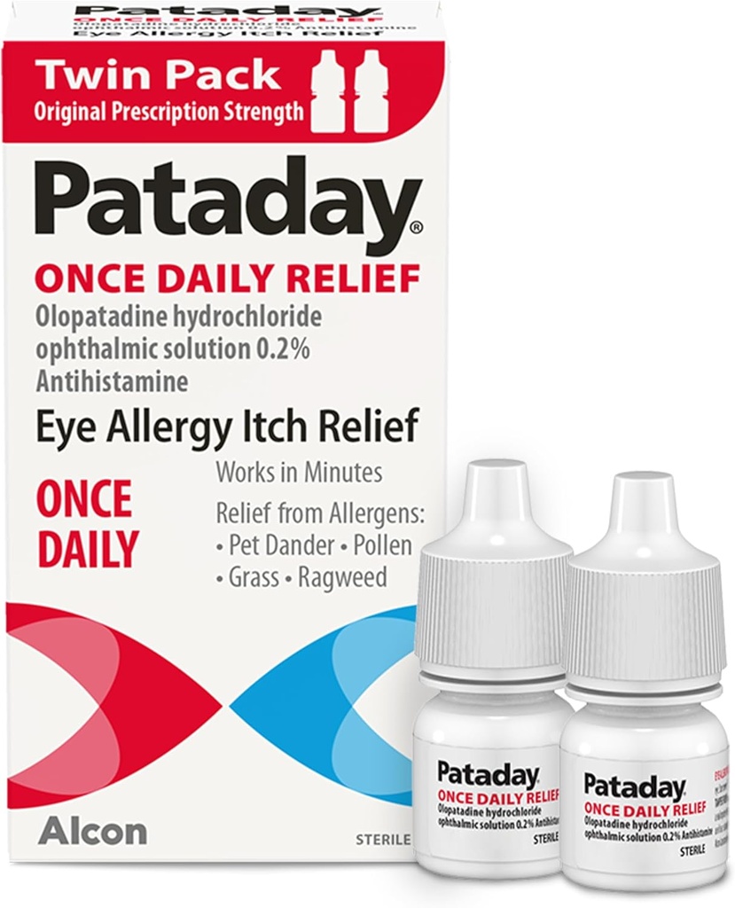 Pataday Once Daily Relief Allergy Eye Drops by Alcon, for Eye Allergy Itch Relief, 2,5 ml (πακέτο των 2)