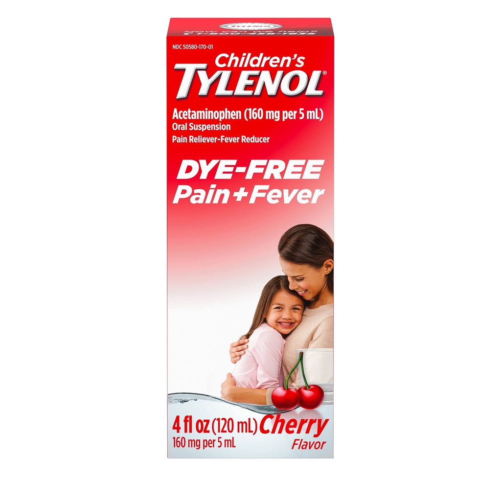 Παιδική Tylenol υγρή πόσιμη αναστολή Πόνος Reliever & Πυρετός Reucer με Acetaminophen, Aspirin-, Ibuprofen-, High Fructose Corn Syrup- & Dye-Free, Cherry, 4 Fl. Oz