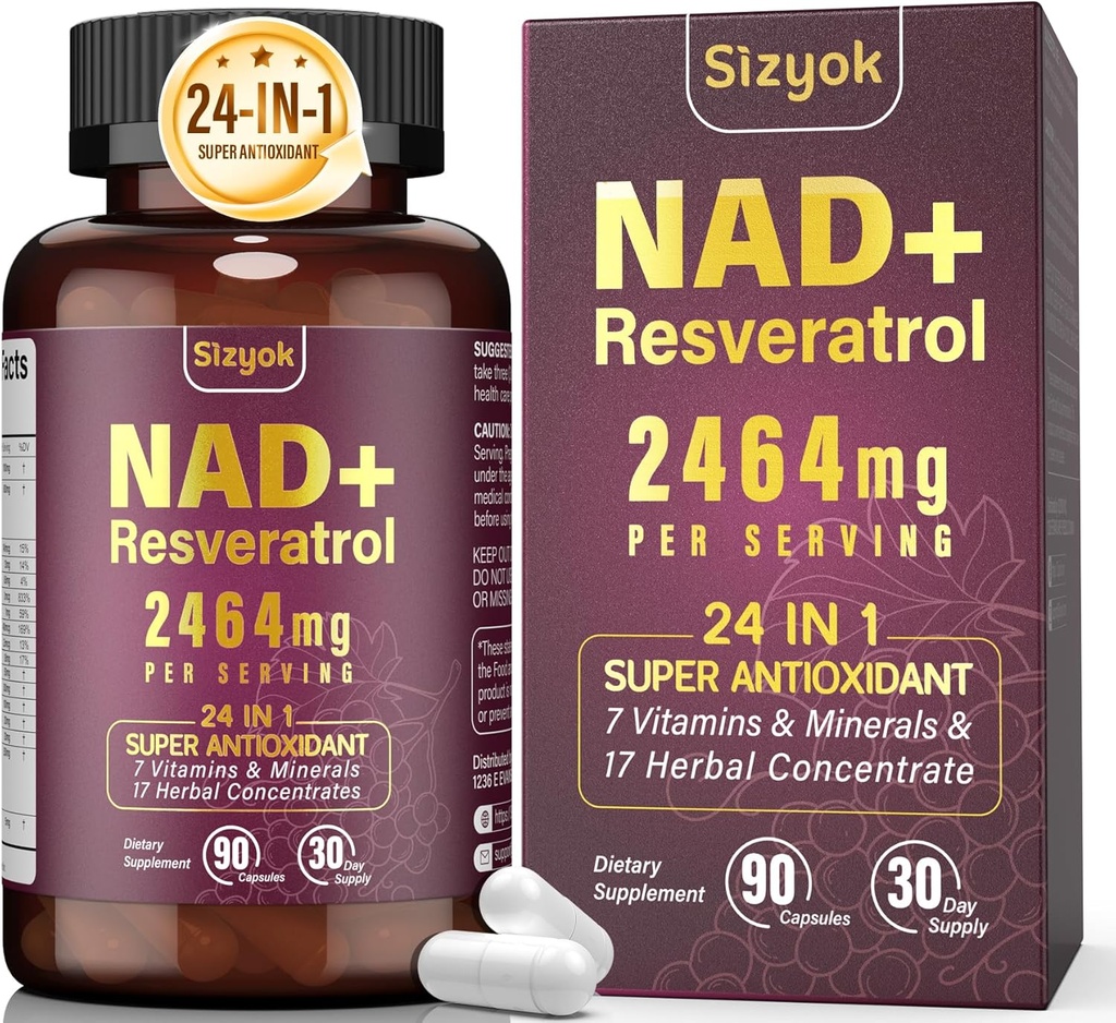 Συμπλήρωμα NAD, Liposomal NAD+ Συμπλήρωμα με ρεσβερατρόλη, συμπλήρωμα ρεσβερατρόλης NAD - Boost NAD+ για την άμυνα γήρανσης, ενέργεια, εστίαση - κάψουλες Ultra Antioxidant,27