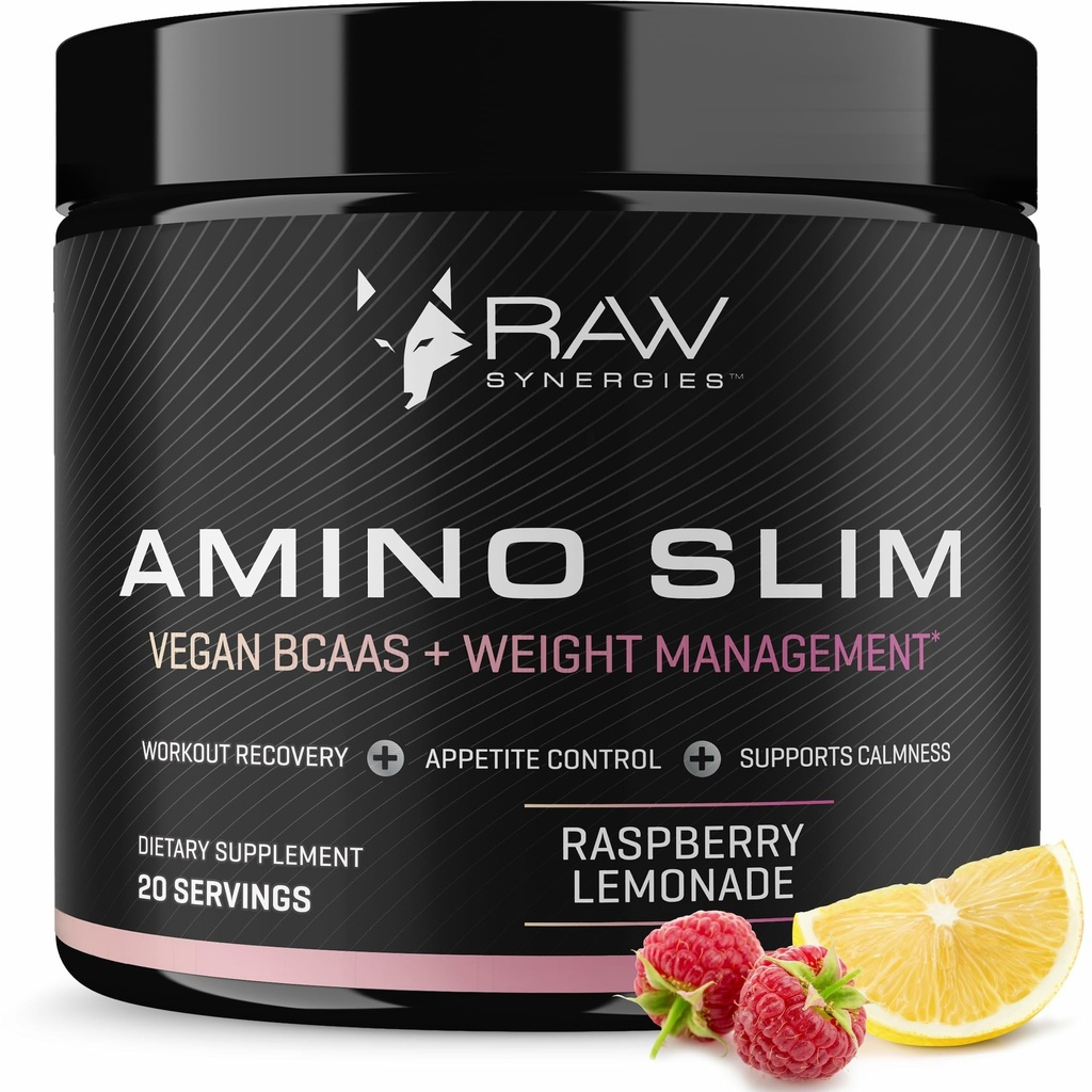 RAW Συνέργειες Amino Slim - Ενεργό συμπλήρωμα ζωής για τη μεταβολική και νοητική διατροφή Υποστήριξη - Μύες & Ενέργεια Υποστήριξη - Χωρίς ζάχαρη & Vegan - Βατόμουρο Λεμονάδα - 20 εξυπηρετούν