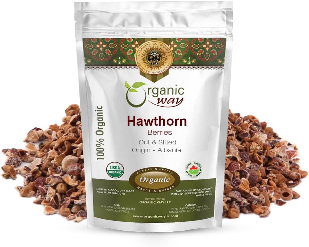 Organic Way Hawthorn Berries Cut & Sifted (Crataegus monogyna) - European Wild-Harvest 