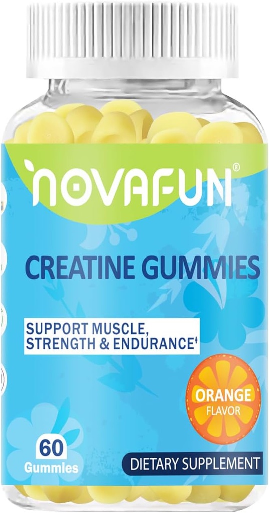 Creatine Συμπληρώματα, 1500mg Creatine Monohydrate για μυϊκή δύναμη, αντοχή, απόδοση προπόνησης, χορτοφάγοι & χωρίς γλουτένη, Πορτοκαλί Γεύση, 60 Count