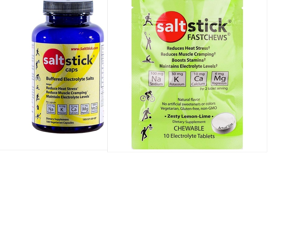 Καψάκια ηλεκτρολυτών Saltstick (100 κάψουλες) συμπεριλαμβανομένου Comp. FastChews Trial Pack
