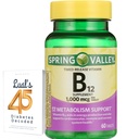 Spring Valley Timed- Release Vitamin B12 Tablets, 1000 Mcg, 60 Count, B12 Complex for Women and Men Bundle with 45 Disceted