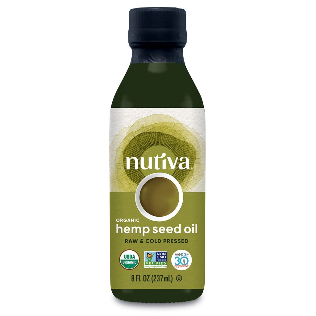 Nutiva οργανικό, κρύο-Pressed, μη ραφιναρισμένο αιθέριο έλαιο σπόρων κάνναβης από μη ΓΤΟ, Βιώσιμα καλλιεργείται καναδική κάνναβη, 8-ουγγιές