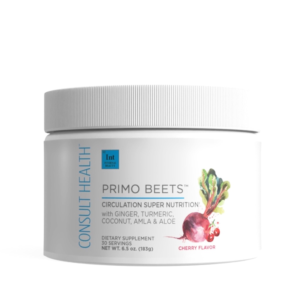 Consult Health Primo Beets Beet Root Powder, Nitric Oxide Supplements for Men & Women, Supports Circulation & Healthy Energy Levels, Drink Mix, Ginger, Turmeric, 6.5 oz.(30 Servings) Cherry Flavor