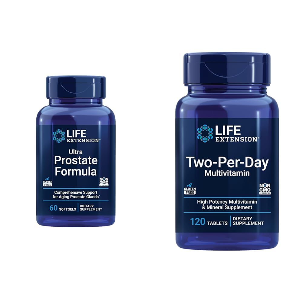 Life Extension Ultra Prostate Formula, Πριόνι Palmetto για τους άνδρες, pygeum, τσίμπημα ρίζας, λυκοπένιο & δύο ανά ημέρα υψηλής ισχύος Multi-Vitamin & Mineral συμπλήρωμα - Βιταμίνες, Ορυκτά