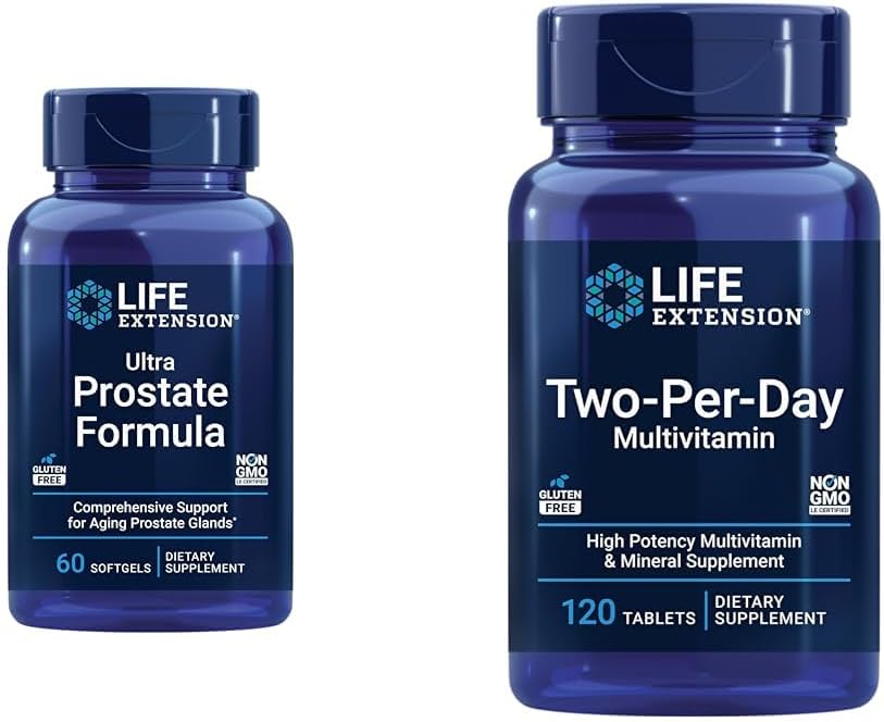 Life Extension Ultra Prostate Formula, Πριόνι Palmetto για τους άνδρες, pygeum, τσίμπημα ρίζας, λυκοπένιο & δύο ανά ημέρα υψηλής ισχύος Multi-Vitamin & Mineral συμπλήρωμα - Βιταμίνες, Ορυκτά