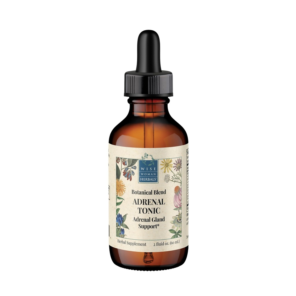 Wise Woman Herbals Adrenal Tonic Liquid Extract, Herbal Adaptogen Blend with Eleuthero, Ashwagandha & Licorice, Υποστηρίζει Υγιεινή λειτουργία, ενέργεια, Stamina, άγχος & εστίαση, μη GMO, 2 Fl Oz