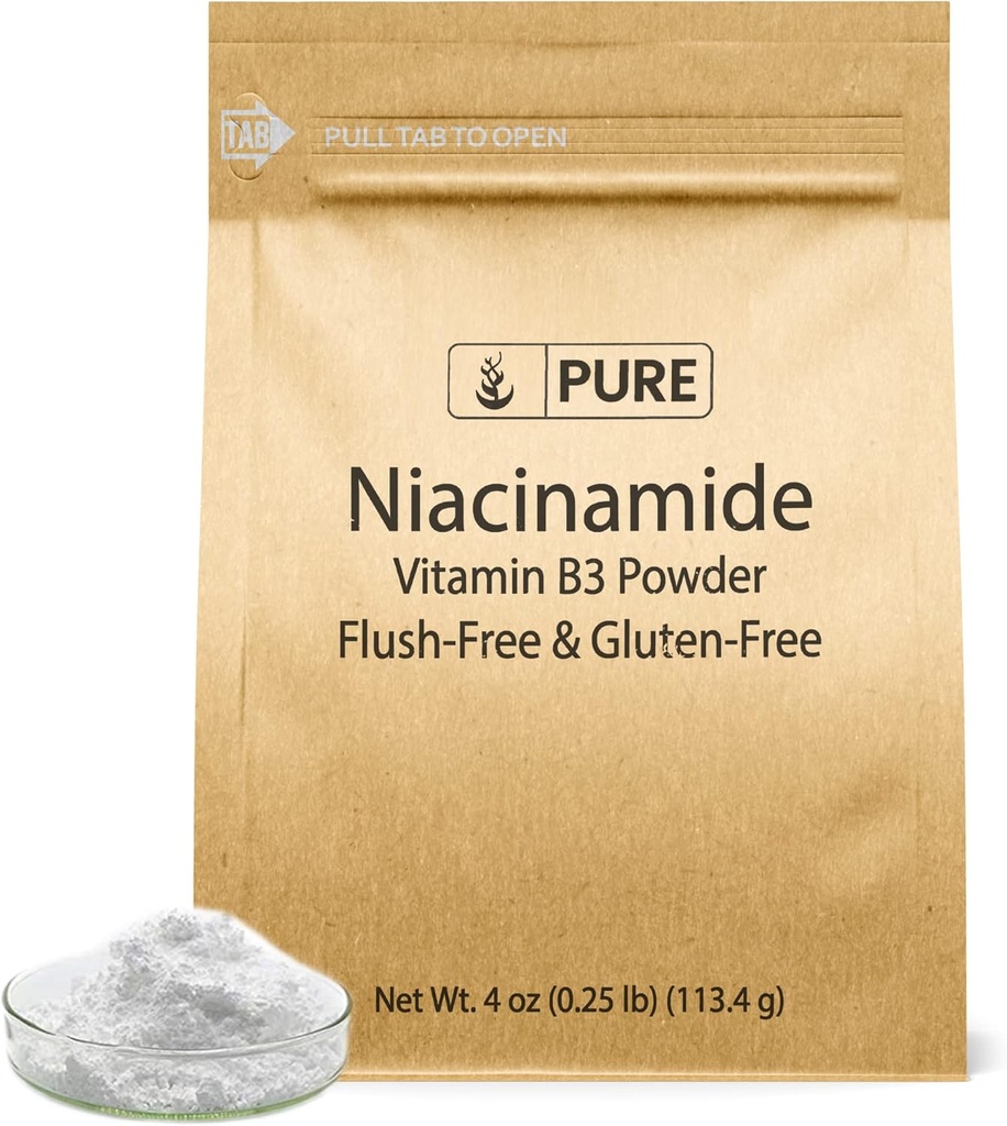 Αμιγώς πρωτότυπα συστατικά Niacinamide 4oz Flush-free, χωρίς γλουτένη