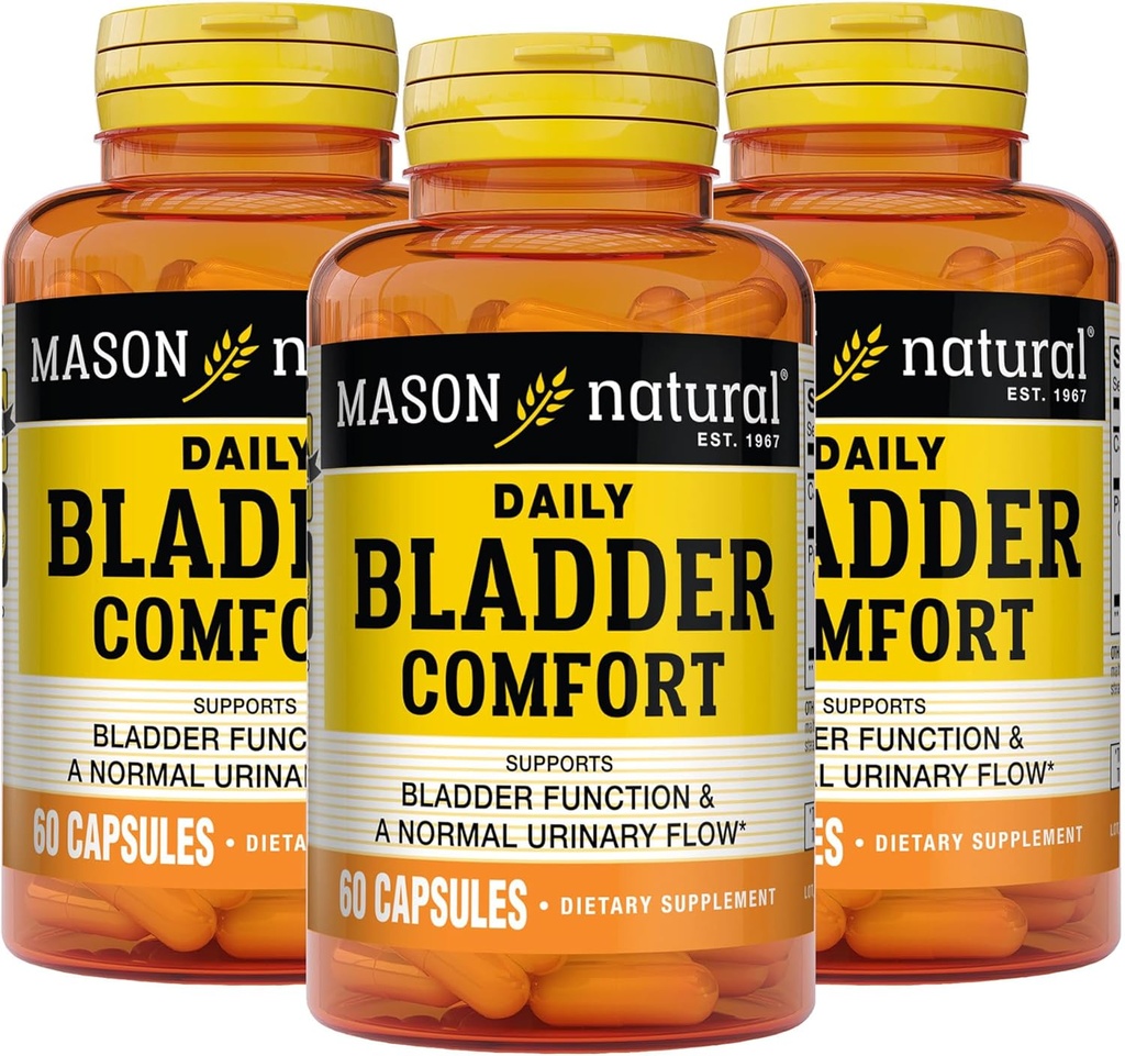 Mason Natural Daily Bladder Comfort, 30,Day Supply, with Calcium, Pumpkin Seed, and Soy Germ to Support Normal Bladder Function, 60 Κάψουλες (Pack of 3)