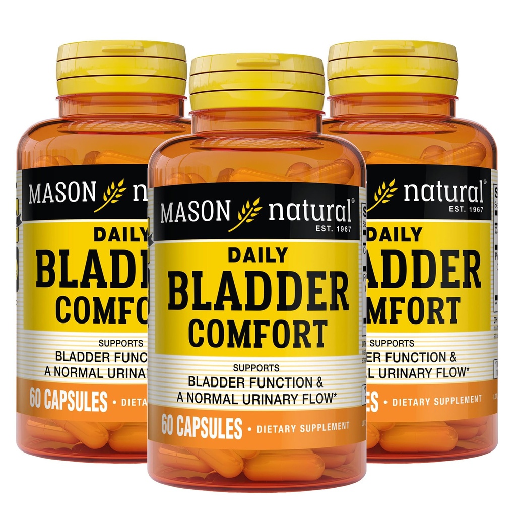 Mason Natural Daily Bladder Comfort, 30,Day Supply, with Calcium, Pumpkin Seed, and Soy Germ to Support Normal Bladder Function, 60 Capsules (Pack of 3)