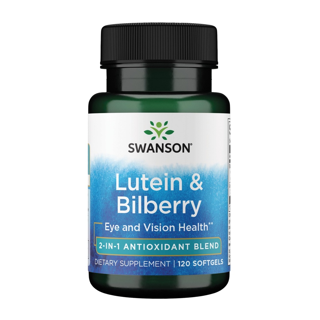 Swanson Standardized Lutein & Bilberry - Φυσικό συμπλήρωμα που προωθεί την όραση των ματιών και την υγεία των ματιών - Formula για να βοηθήσει στη μείωση της κόπωσης των ματιών & στεφάνη - (120 Softgels)