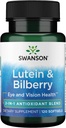 Swanson Standardized Lutein & Bilberry - Φυσικό συμπλήρωμα που προωθεί την όραση των ματιών και την υγεία των ματιών - Formula για να βοηθήσει στη μείωση της κόπωσης των ματιών & στεφάνη - (120 Softgels)