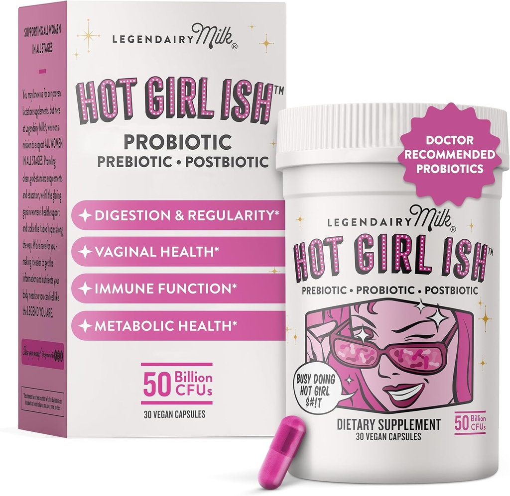 Legendairy Milk Hot Girl IshTM - Daily Probiotics for Women with 50 Billion CFU - Γυναικείο Προβιοτικό συμπλήρωμα με 20 Probiotic Strains, Prebiotics & Postbiotic για Digestive, Gut & Immune Health