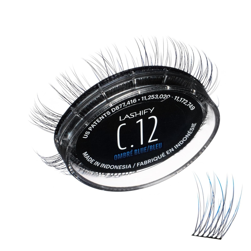 Lashify Curl 12mm Gossamer επεκτάσεις βλεφαρίδων ξαναγεμίστε σε μπλε Ombre, εύκολο DIY ψευδείς βλεφαρίδες για μια φυσική εμφάνιση
