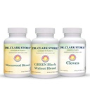 Dr Clark Store Intestine Υποστήριξη & Καθαρισμός σετ - με παγωμένα πράσινα μαύρα κάψουλες, Wormwood, και γαρίφαλα-βοηθά τη διατήρηση βέλτιστη εντερική λειτουργία - κάψουλες χορτοφάγων