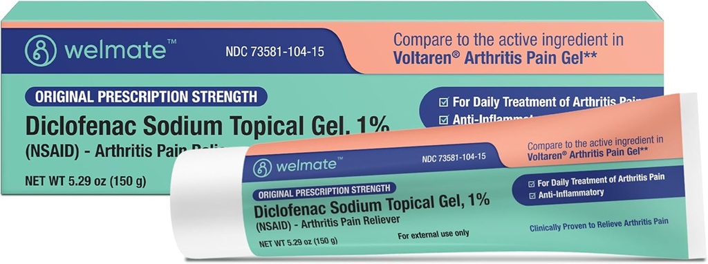 WELMATE - Δικλοφενάκη Νάτριο Επίκαιρο Gel 1% (5,29 oz) - Αρθρίτιδα Πόνος Reliever & Mobility Aid - Κρέμα ανακούφισης πόνου / Gel