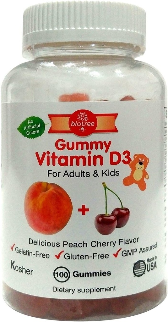 BioTree Labs Βιταμίνη D Gummy Bears - Συσκευασία των 100, για Ενήλικες & Παιδιά 