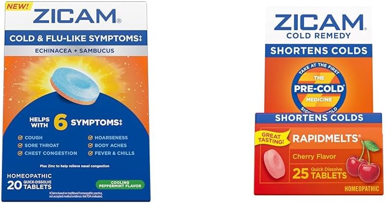 Zicam Ψυχρό & Γρίπη Συμπτώματα 20 Δισκία Ψυχρός Remedy Ψευδάργυρος Rapidmelts 25 Count Ομοιοπαθητικό Ψυχρό Σύντομο Δεμάτια
