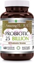 Amazing Flora Probiotic Supplement | 25 Billion-10 Strains | 60 Veggie Capsules | Non-GMO | Gluten-Free | Made in USA