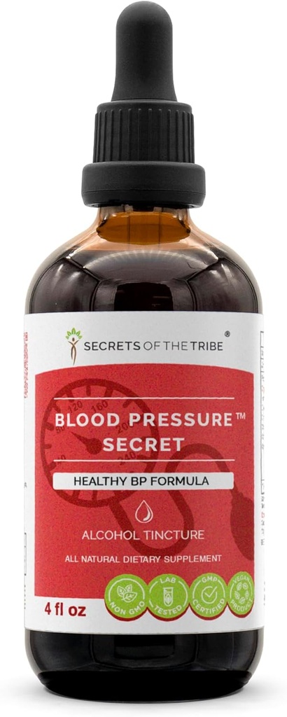 Μυστικά της Φυλής - Blood Pressure Secret, Healthy Circulation Formula, Herbal Supplement Blend Drops Alcohol Liquid Extract (4 fl oz)