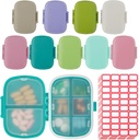 9 Pack Travel Pill Organizer 8 Compartments Portable Pill Case Small Pill Box for Pocket Purse Daily Pill Container Medicine Vitamin Holder Dispenser for Fish Oil Supplement Storage
