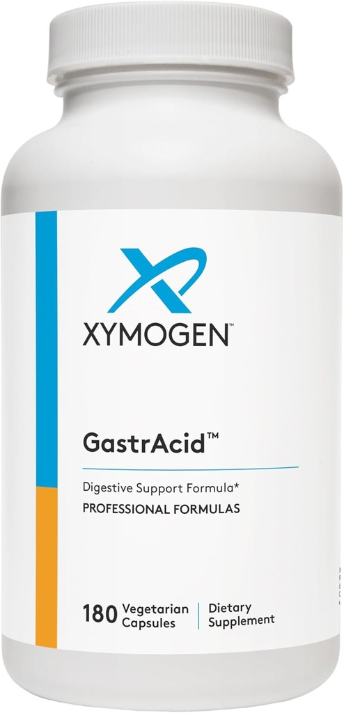 XYMOGEN GastrAcid - Betaine HCl with Pepsin, L-Glutamic Acid + Gentian Root Digestive Bitters to Support Digestion, Nutrient Absorption + Healthy Gastric pH - Gut Health Supplement (180 Capsules)