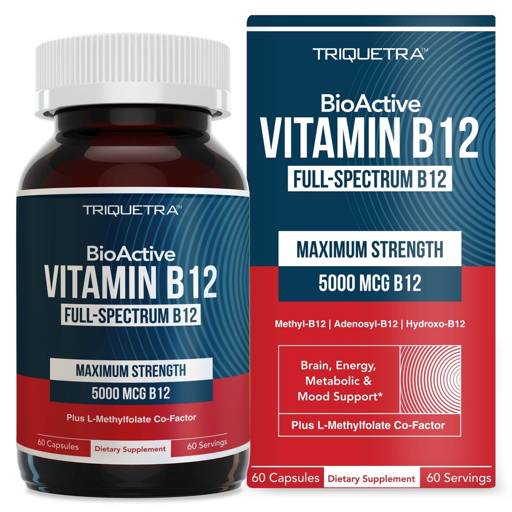 BioActive Vitamin B12 - 5000 mcg, Περιέχει 3 BioActive Forms B12 Plus Methylfolate Cofactor - Methyl B12, Adenosyl B12 & Hydroxy B12 