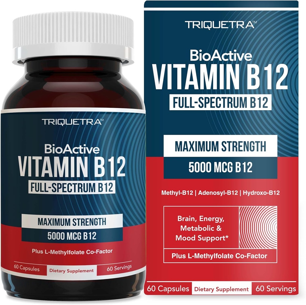 BioActive Vitamin B12 - 5000 mcg, Περιέχει 3 BioActive Forms B12 Plus Methylfolate Cofactor - Methyl B12, Adenosyl B12 & Hydroxy B12 