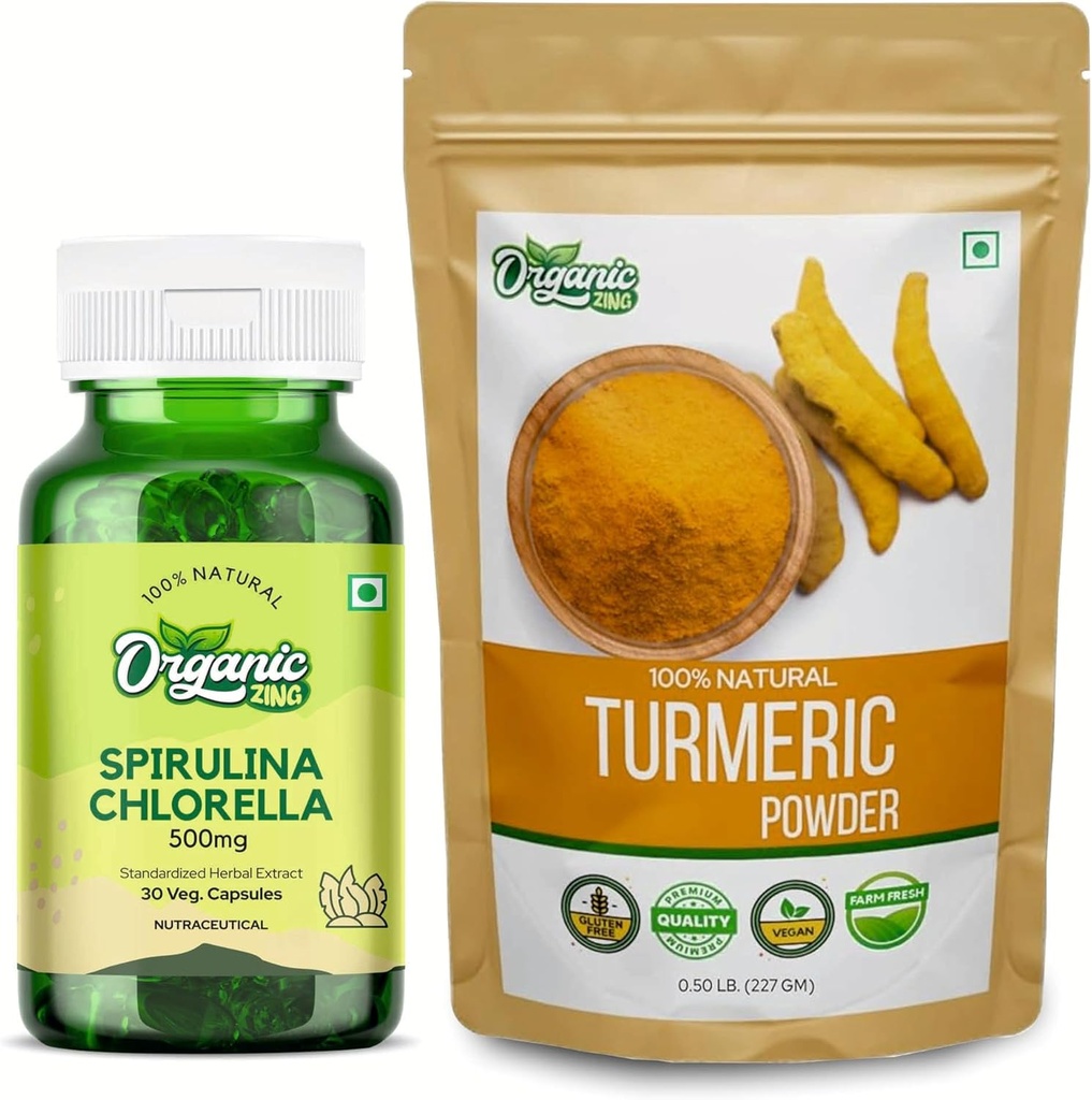 ΟΡΓΑΝΙΚΟ ZING Spirulina Chlorella - 30Cap & Κουρκουμάς - 227g