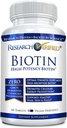 Έρευνα Επαληθευμένη Βιοτίνη – Pure Biotin Extra Strength 10.000mcg για βελτιωμένη υγεία μαλλιών, δέρματος και νυχιών - 60 Vegan Tablets, Made in USA