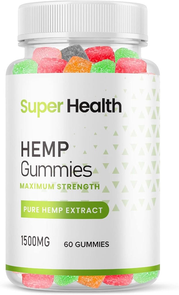 Super Health Hemp Gummies-Επίσημη Formula-Super Health Gummies Extra Strength with 25mg per Gummy and 1500mg per Bottle,Ascared Flavors Gummies Maximum Strength New Formula 2023 (60 Gummies)