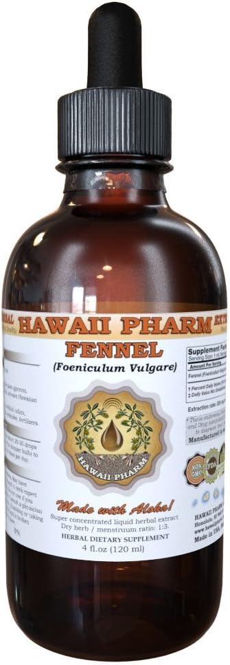 Hawaii Pharm Fennel Liquid Extract, Fennel (Foeniculum Vulgare) Seed Powder Tincture Supplement 2 oz