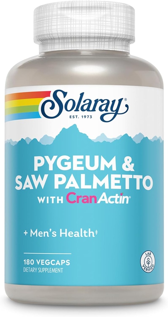 Solaray Pygeum και Saw Palmetto με συμπλήρωμα Κρανακτίνης, 180 κόμης