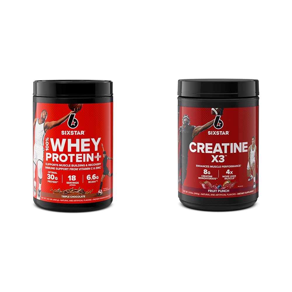 Six Star Elite Series 100% Πρωτεΐνη ορού συν τριπλή σοκολάτα 1,8lbs US & Creatine Powder Creatine X3 