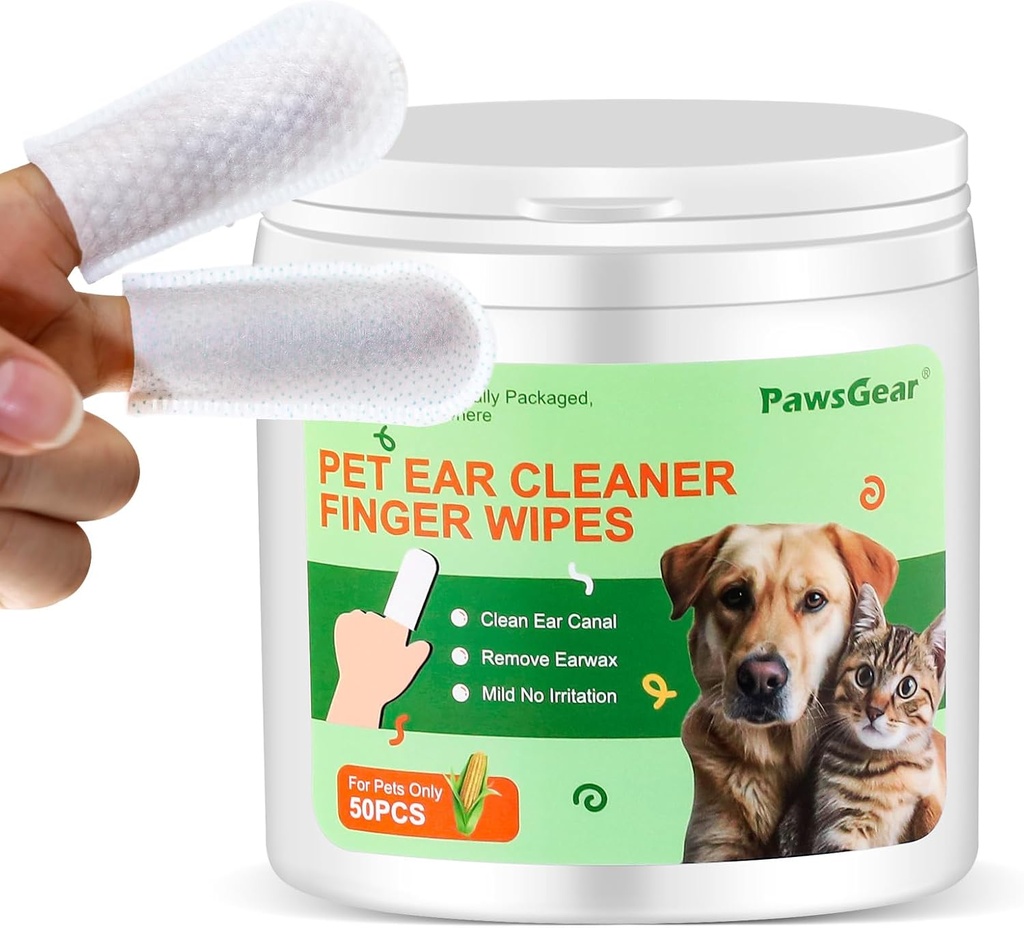 Dog and Cat Ear Wipes - Gentle Cleaning, Eliminating Unpleasant Smells, Made from Plant Extracts, 50 Wipes