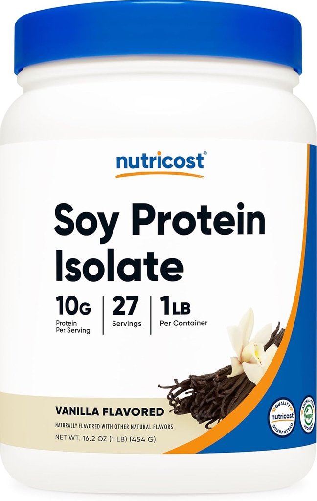 Μονωτική σκόνη πρωτεΐνης σόγιας Nutricost, 1 LB Βανίλια - 10 γραμμάρια πρωτεΐνης ανά υπηρεσία, Vegan, GMO-free & Gluten Free