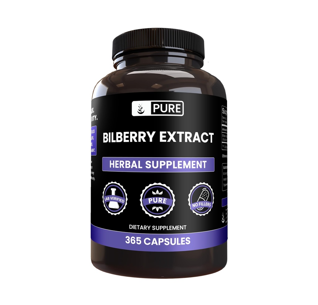 Αμιγώς πρωτότυπα συστατικά εκχύλισμα Bilberry (365 κάψουλες) Όχι Μαγνήσιο ή πληρωτικά ρυζιού, πάντα καθαρό, εργαστήριο Επαληθευμένο